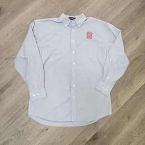 NC State Velocity Gray Button-Down Shirt with Embroidered Logo Size Large